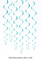 Caribbean Blue Swirl Decorations, 22-Inch, 3-Pack