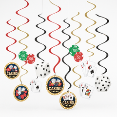 Roll the Dice Casino Swirl Hanging Decorations, Multi-Colored, 6-Pack