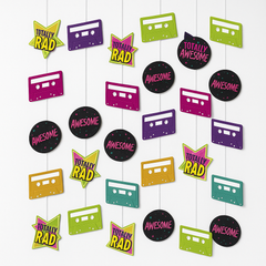 Totally Rad 80s Hanging Foil Decorations - 7ft, 6-Pack
