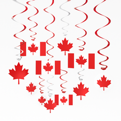 Canada Day Patriotic Swirl Decorations Set - 30 Pack