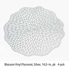Premium Silver Blossom Placemats - Set of 4