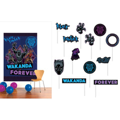 Marvel Black Panther Wakanda Forever Scene Setter & Photo Booth Props Kit