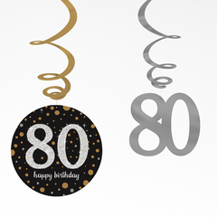 Sparkling Celebration 80th Birthday Swirl Hanging Decorations