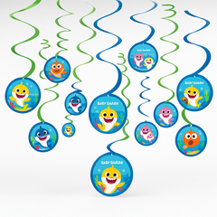 Baby Shark Swirl Hanging Decorations, 12-Pack