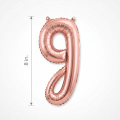 Rose Gold Script Letter Balloon - 8-Inch Air-Filled Foil Decoration