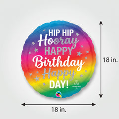Hip Hip Hooray Happy Birthday Mylar Balloon