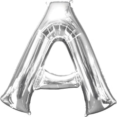 Silver Letter "A" Foil Balloon - Metallic Mylar Decoration
