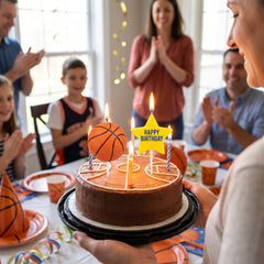 Basketball Birthday Candle Picks, 3-Inch, 6-Pack for Sports Party