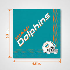 Miami Dolphins NFL Luncheon Napkins - 6.5 In. x 6.5 In.