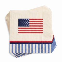Americana Striped Beverage Napkins - 5 In. X 5 In.