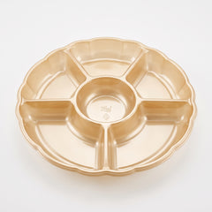 Gold Scalloped Compartment Chip and Dip Tray - 16 In.