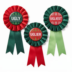 Festive Ugly Sweater Contest Award Ribbons - 3 Pack