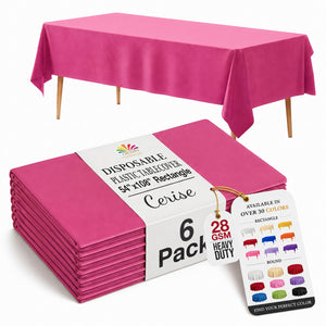 Cerise Plastic Table Covers | 6 Pack | 54 in. x 108 in.