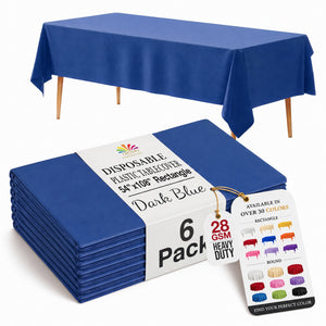 Dark Blue Plastic Table Covers | 6 Pack | 54 in. x 108 in.