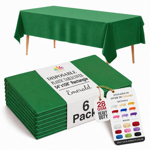 Emerald Green Plastic Table Covers | 6 Pack | 54 in. x 108 in.