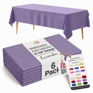 Lavender Plastic Table Covers | 6 Pack | 54 in. x 108 in.