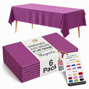 Magenta Plastic Table Covers | 6 Pack | 54 in. x 108 in.