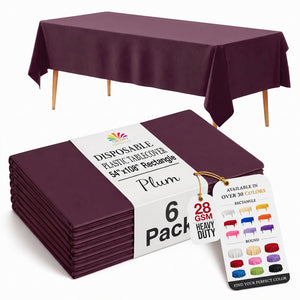 Plum Plastic Table Covers | 6 Pack | 54 in. x 108 in.