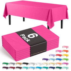 Premium Cerise Plastic Table Covers | 6 Pack - 54 In. x 108 In.