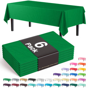 Emerald Green Plastic Table Covers | 6 Pack - 54 In. x 108 In.