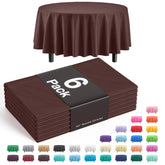 Premium Round Brown Plastic Table Covers | 6 Pack
