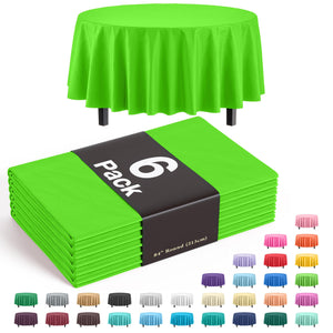 Round Lime Green Plastic Table Covers | 6 Pack - 84 in.