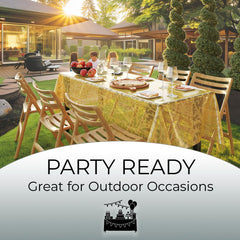 Gold Lace Plastic Table Cover - 54 In. x 108 In.