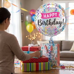 Colorful Confetti Happy Birthday Foil Balloon