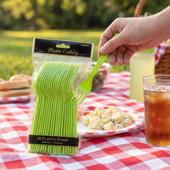 Kiwi Green Plastic Forks - 7.5 in. - 20 Pack