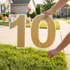 Gold Number 0 Yard Sign for Celebrations