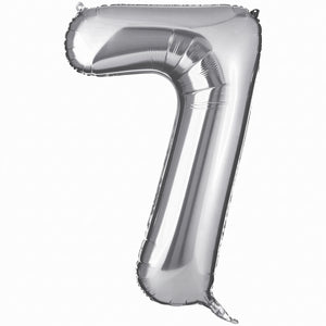 Silver Number 7 Foil Balloon - Large Metallic
