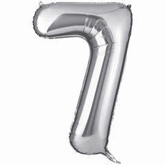 Silver Number 7 Foil Balloon - Large Metallic