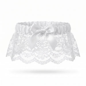 Elegant White Lace Wedding Garter with Satin Bow