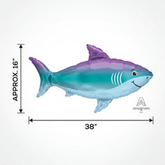 Metallic Ombre Shark Shape Balloon