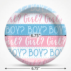Gender Reveal Party Plates - 6.75" Pink & Blue Design