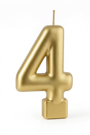 Metallic Gold Number 4 Molded Birthday Candle | 3.25 In.