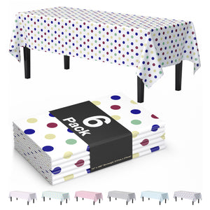 Multi Colored Polka Dot Plastic Table Covers | 6 Pack | 54 in. x 108 in.