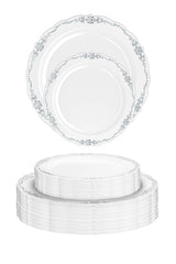 7.5 In. Gray / Silver Victorian Design Plates | 20 Count