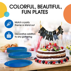 7 In. Dark Blue Paper Plates | 100 Count