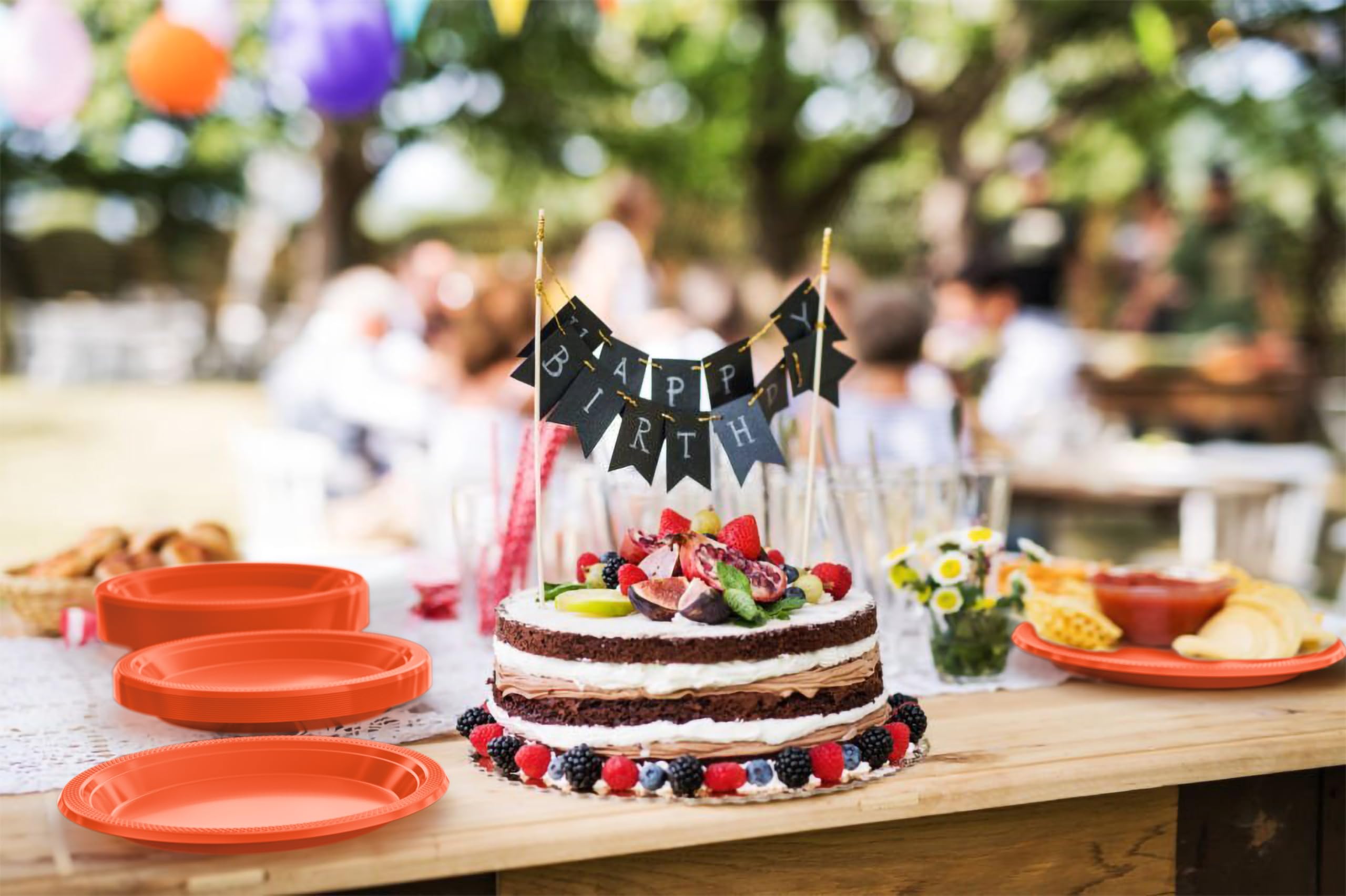 7 In. Orange Plastic Plates | 50 Count