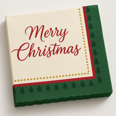 Elegant Evergreen Christmas Beverage Napkins, 40 Count