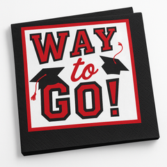 True to Your School "Way to Go!" Graduation Beverage Napkins - Red, 40-Pack