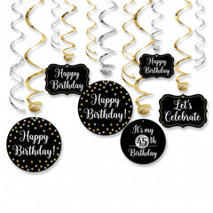 Sparkling Celebration Birthday Swirl Hanging Decorations Kit, Customizable