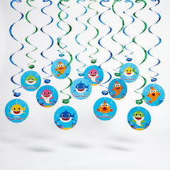 Baby Shark Swirl Hanging Decorations, 12-Pack