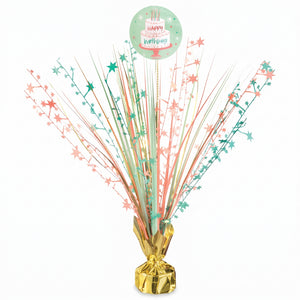 Happy Cake Day Metallic Tinsel Spray Centerpiece