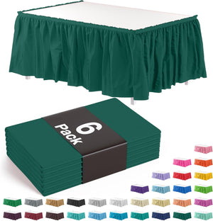 Dark Green Plastic Table Skirt | 6 Pack - 168 in. x 29 in.