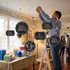 Sparkling Celebration Birthday Swirl Hanging Decorations Kit, Customizable