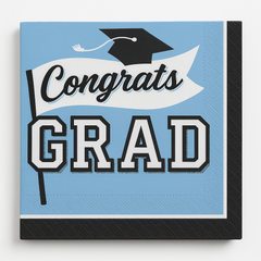 Powder Blue "Congrats Grad!" Graduation Luncheon Napkins