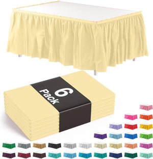 Light Yellow Plastic Table Skirt | 6 Pack - 168 in. x 29 in.