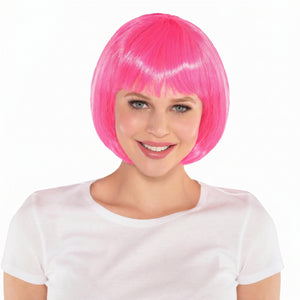 Vibrant Pink Long Bob Wig - Perfect for Parties and Costumes